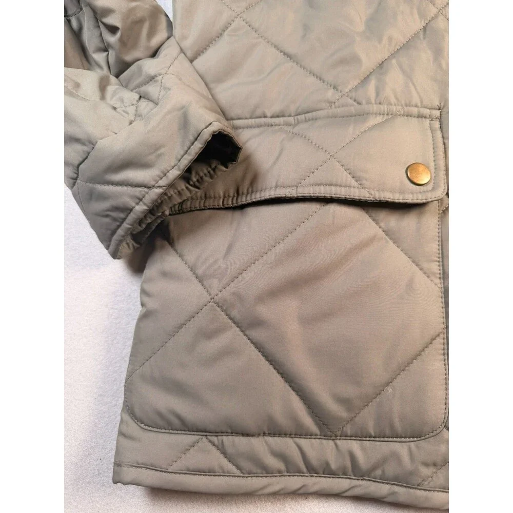J crew Walker Quilted bomber Jacket Olive Tan khaki size M